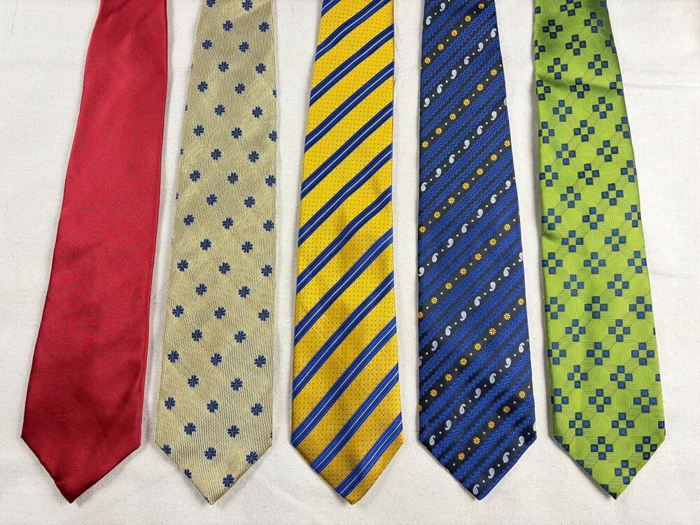 Lot 5 DeSantis Collection 100% Silk Mens Ties Hand Made Stripes Paisley